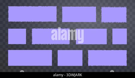 Jagged rectangles, ripped paper set. Torn shapes frames with jagged edges, textured grunge elements. Silhouettes, vector illustration isolated on Stock Vector