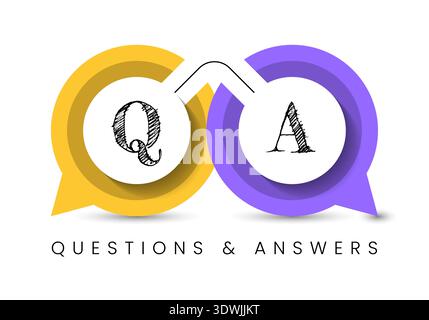 Speech Bubble with Q and A Letters. Vector illustration Stock Vector