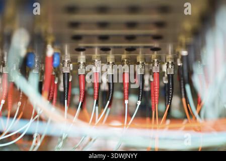 High-speed networking equipment, new computer technology close-up Stock Photo