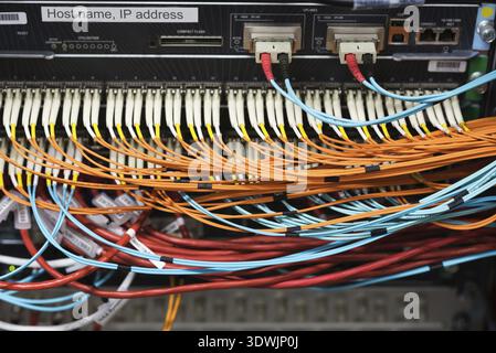 High-speed networking equipment, new computer technology close-up Stock Photo