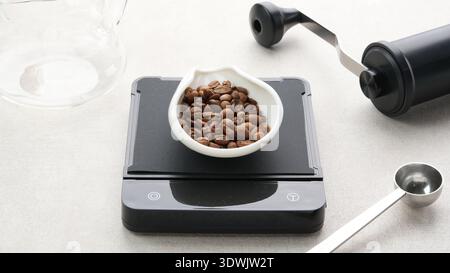 Professional coffee brewing equipment set and beans Stock Photo
