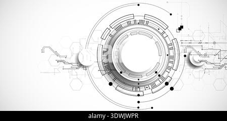 Technological background in gray colors. Used technical lines with different shades of gray. Vector Stock Vector