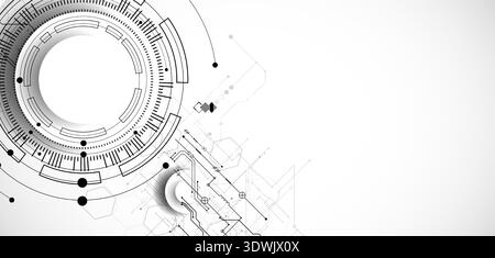 Technological background in gray colors. Used technical lines with different shades of gray. Vector Stock Vector