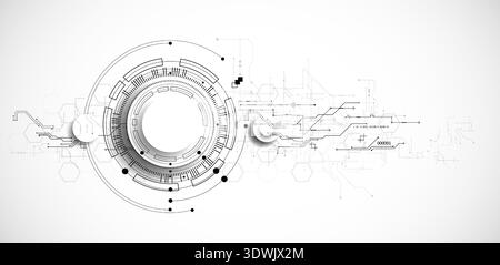 Technological background in gray colors. Used technical lines with different shades of gray. Vector Stock Vector