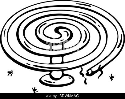 Mosquito Coil for Camping Insect Protection. Hand Drawn Doodle Icon. Stock Vector