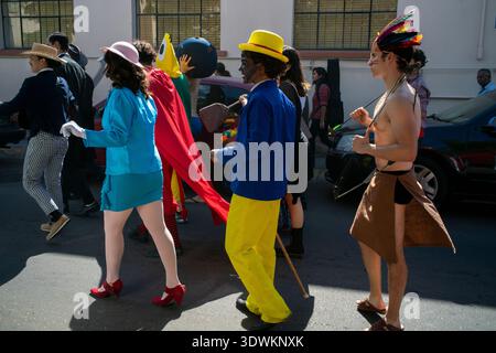 Day of the dead costumed procession in Sonora, Mexico Stock Photo