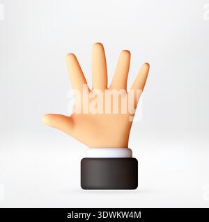 3d Man hand showing five finger count. Stock Vector