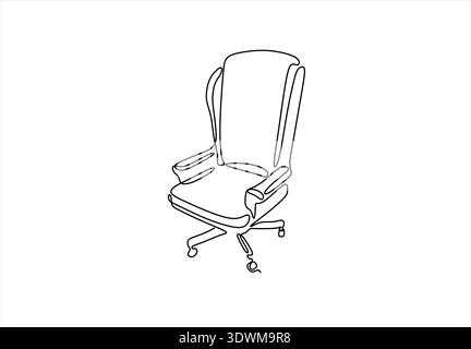 Continuous one line sketch of an office chair. Single line drawing of an executive chair, Office chair one continuous line drawing vector illustration Stock Vector