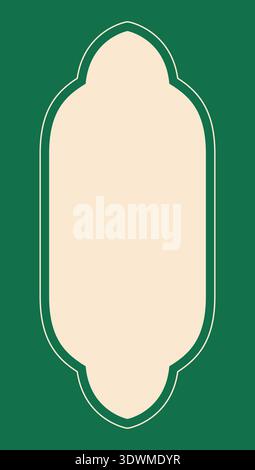 Green vintage arch frame for elegant bohemian wedding invitation and cosmetic packaging vector Stock Vector
