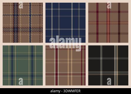 Tartan Plaid Seamless Patterns Bundle. Retro tiles Stock Vector