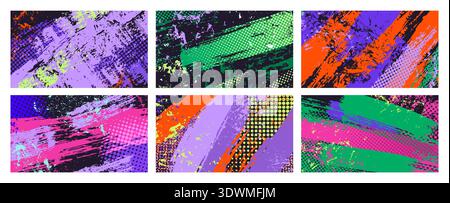 Dynamic Grunge Presentation Backgrounds Vector Set Stock Vector