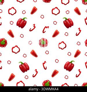 Seamless red bell pepper pattern Stock Vector