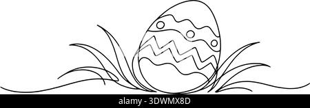 Egg line art. Continuous one line drawing of a single egg shape. Stock Vector