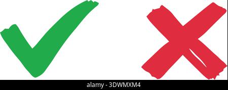 Set check mark and cross. Vector illustartion. Stock Vector