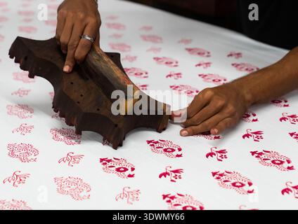 India, Block printing workshop, Rajasthan, Jaipur Stock Photo