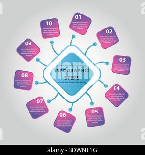 Abstract Steps Infographic, vector editable design, can be used for business or presentation design. Stock Vector
