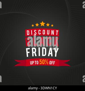 Modern Black Friday Banner With Red And Black Colors, vector editable design, can be used for business or presentation design. Stock Vector