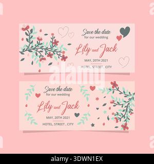 Floral Wedding Banner Collection, vector editable design, can be used for business or presentation design. Stock Vector