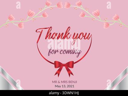 Wedding Thank You Card, vector editable design, can be used for business or presentation design. Stock Vector