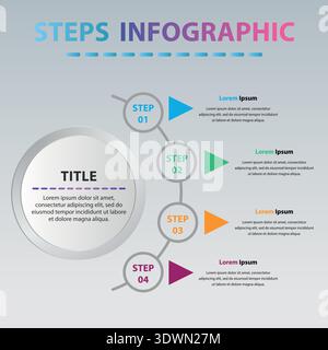 Modern Circle Infographic With 4 Steps, vector editable design, can be used for business or presentation design. Stock Vector