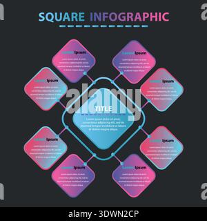 Modern Square Infographic, vector editable design, can be used for business or presentation design. Stock Vector