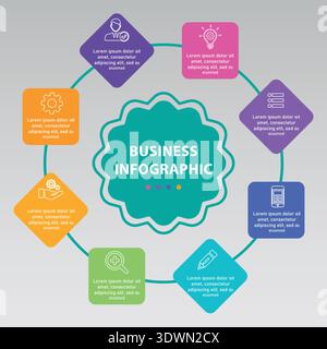 Circular Business Infographic, vector editable design, can be used for business or presentation design. Stock Vector