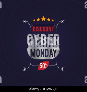 Cyber Monday Sale Banner With Special Discount, vector editable design, can be used for business or presentation design. Stock Vector