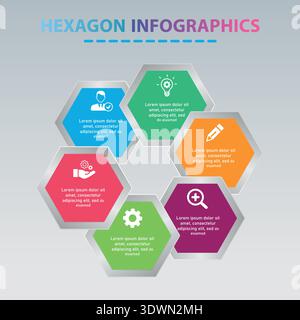 Modern Infographic Hexagonal Design, vector editable design, can be used for business or presentation design. Stock Vector