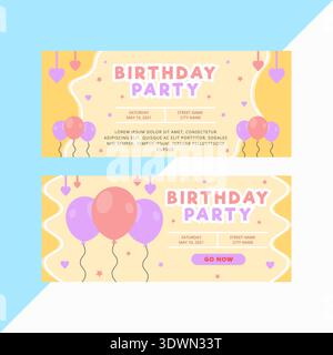 Modern Birthday Party Banners, vector editable design, can be used for business or presentation design. Stock Vector