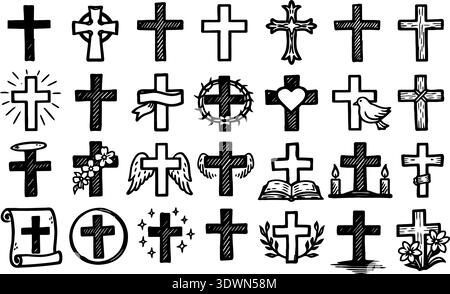 Religious CROSS BUNDLE, Jesus Cross, Old Rugged Cross , Christian ,Cross , Religious , Cross ClipArt, Crosses, Catholic Cross, Silhouette Cross Stock Vector