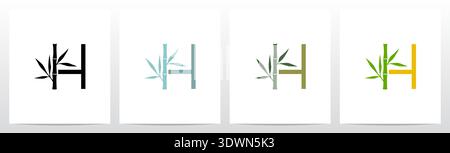 Bamboo On Letter Initial Logo Design H Stock Vector