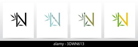 Bamboo On Letter Initial Logo Design N Stock Vector