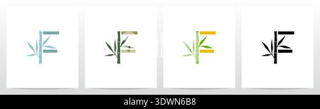 Bamboo On Letter Initial Logo Design F Stock Vector