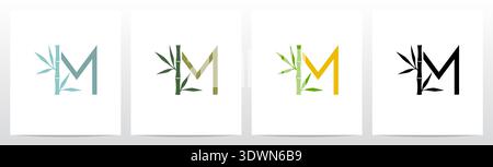 Bamboo On Letter Initial Logo Design M Stock Vector