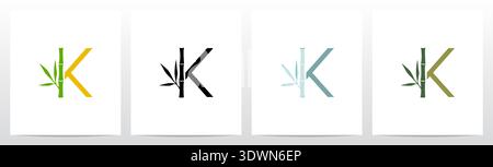 Bamboo On Letter Initial Logo Design K Stock Vector