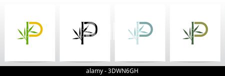 Bamboo On Letter Initial Logo Design P Stock Vector