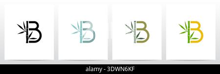 Bamboo On Letter Initial Logo Design B Stock Vector