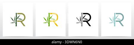 Bamboo On Letter Initial Logo Design R Stock Vector