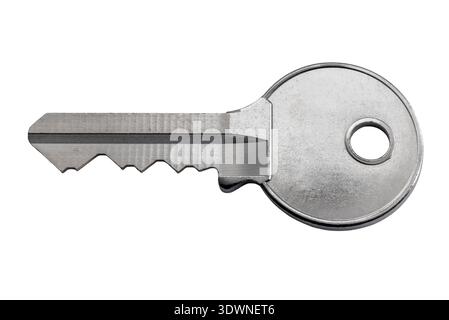 Metal door key isolated on white with clipping path included Stock Photo