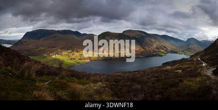 Panoramic view over lake Buttermere in the Lake District National Park, England United Kingdom Stock Photo