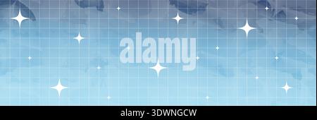 Abstract dreamy celestial sky background with soft stars clouds and glowing grid in Y2K watercolor style perfect for fantasy illustration peaceful Stock Vector