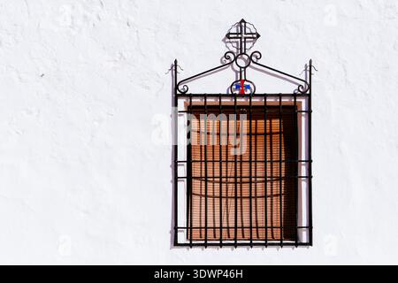 Metal window grille. Hermitage of the Holy Child. La Guardia, Toledo, Castile-La Mancha, Spain, Europe Stock Photo