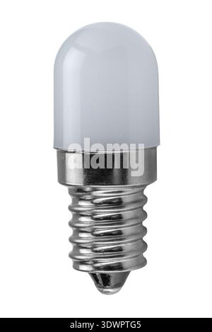 E14 220 volt 1.5 w LED bulb isolated on white with clipping path included, bulb for refrigerator interior Stock Photo