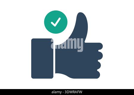Thumb up solid icon. Icon related to good. success elements vector illustration Stock Vector