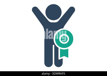 Achievement solid icon. Icon related to award. success elements vector illustration Stock Vector