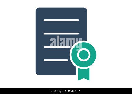 Certificate solid icon. Icon related to award. success elements vector illustration Stock Vector