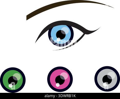 Eyeball and colored irises, natural and unnatural colors Stock Vector