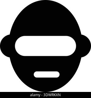 ech Bot Head Icon — Minimal Solid Black Robot Face Mascot Stock Vector