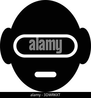 Flat Robot Avatar — Cute AI Chatbot Face Minimal Illustration Stock Vector