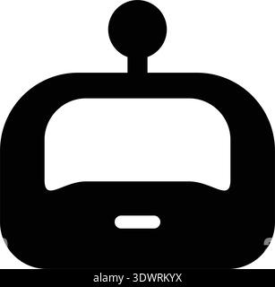 Cute Bot Avatar Icon Bundle, Flat Solid Black Robot Head illustration Stock Vector